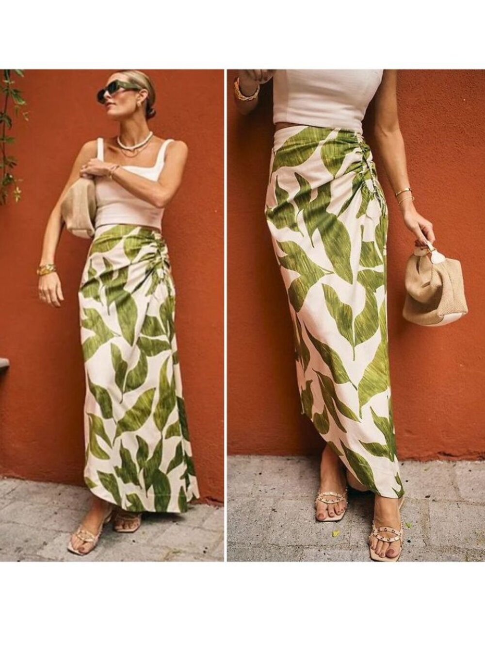 ANTONIO MELANI x M.G. Style Lyons Asymmetric SKIRT Size 8 Leaf Print NEW $189